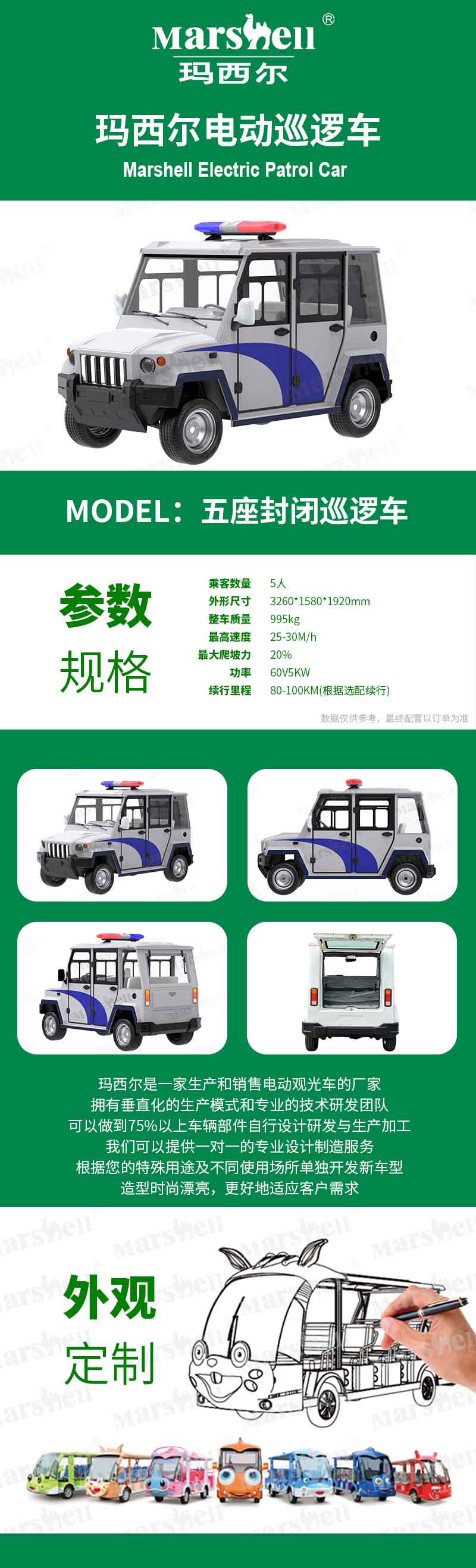 五座封闭巡逻车